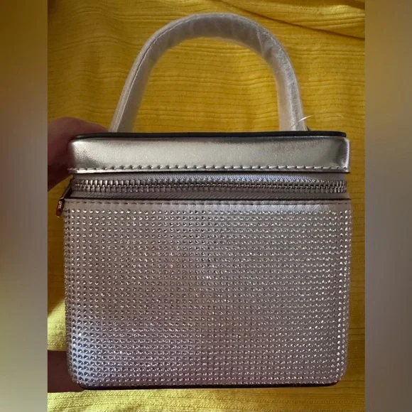 New With Tags, Michael Kors Sandrine Silver Small Box Crossbody Bag - Picture 4 of 16